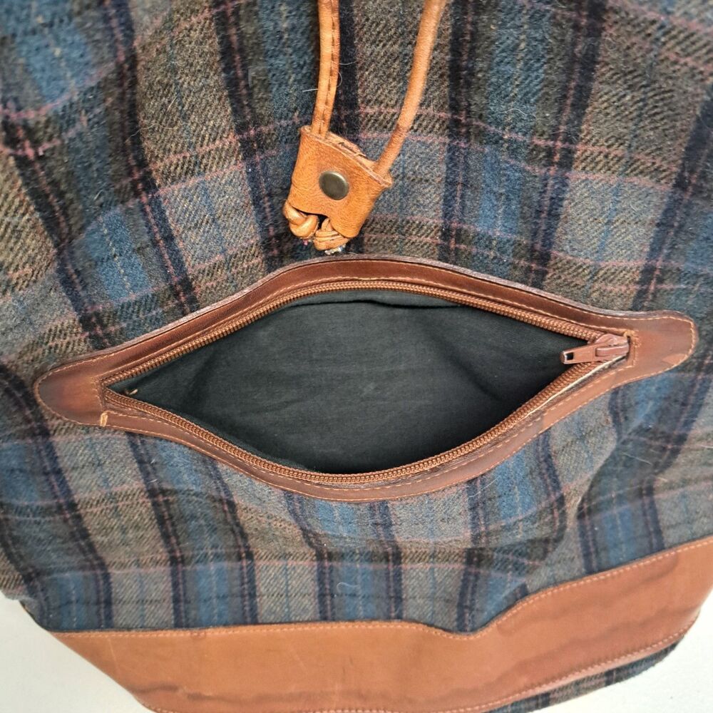 Vintage Banana Republic Plaid Bucket Bag Made In Italy - Picture 6 of 11